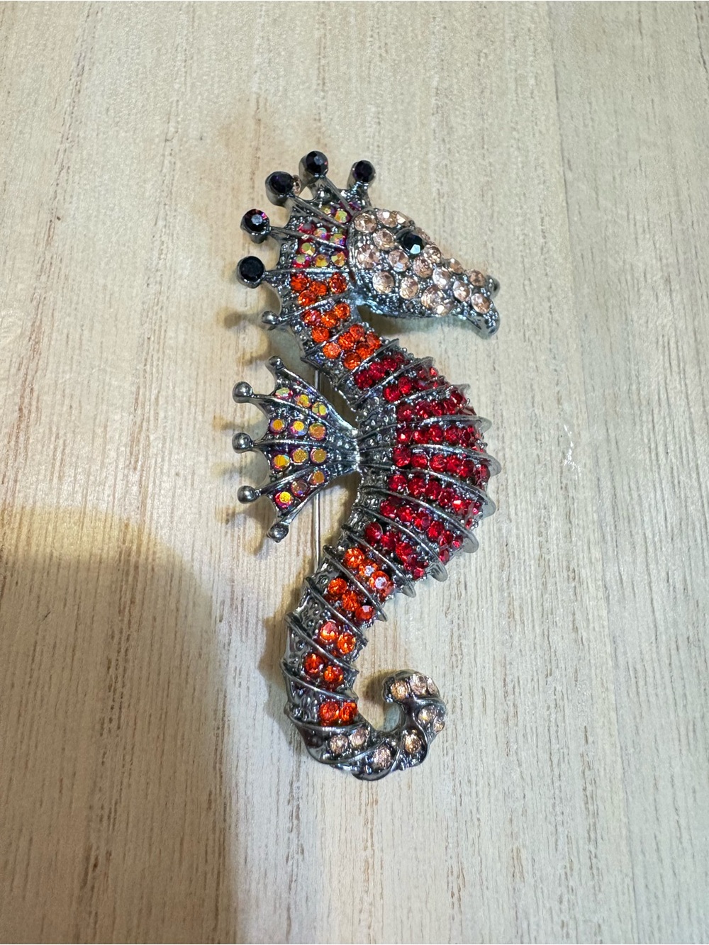 Sequin Crystal Seahorse Wall Accent in Red and Orange